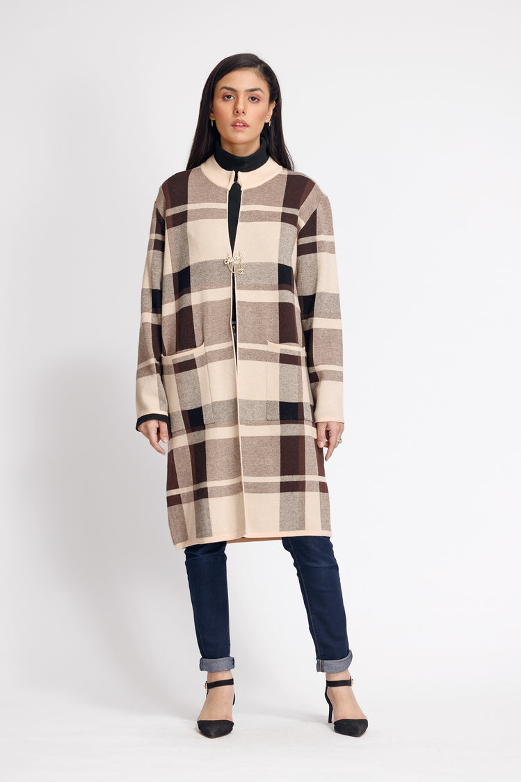 Picture of Ellena - Round Neck Cardigan Sweater - Available at Raja Sahib