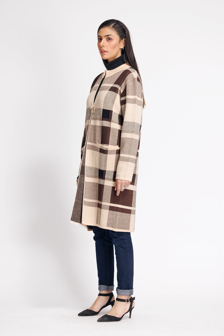 Picture of Ellena - Round Neck Cardigan Sweater - Available at Raja Sahib