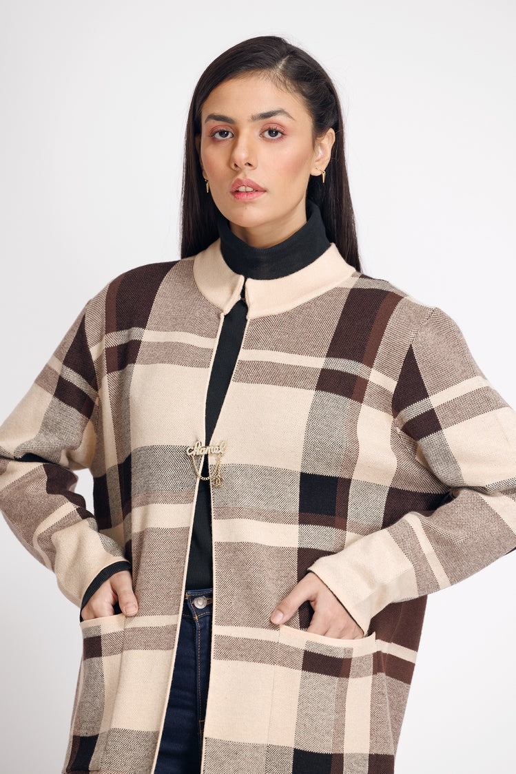 Picture of Ellena - Round Neck Cardigan Sweater - Available at Raja Sahib