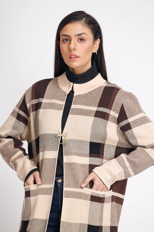 Picture of Ellena - Round Neck Cardigan Sweater - Available at Raja Sahib