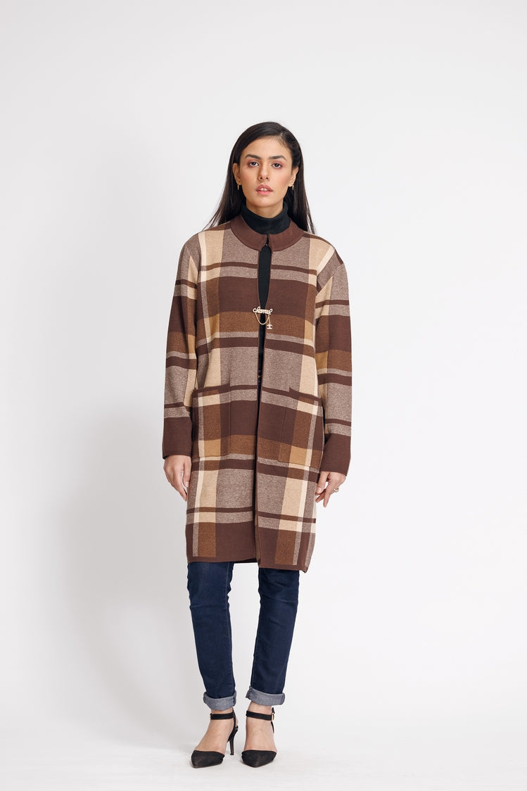 Picture of Ellena - Round Neck Cardigan Sweater - Available at Raja Sahib