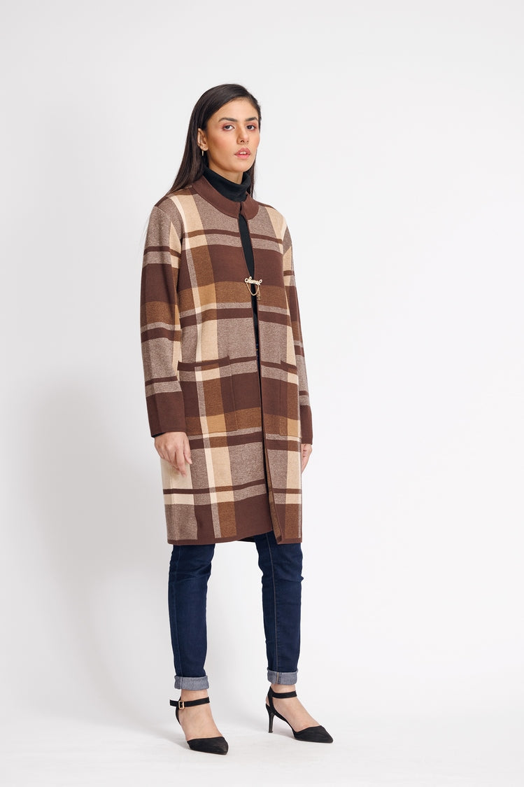 Picture of Ellena - Round Neck Cardigan Sweater - Available at Raja Sahib