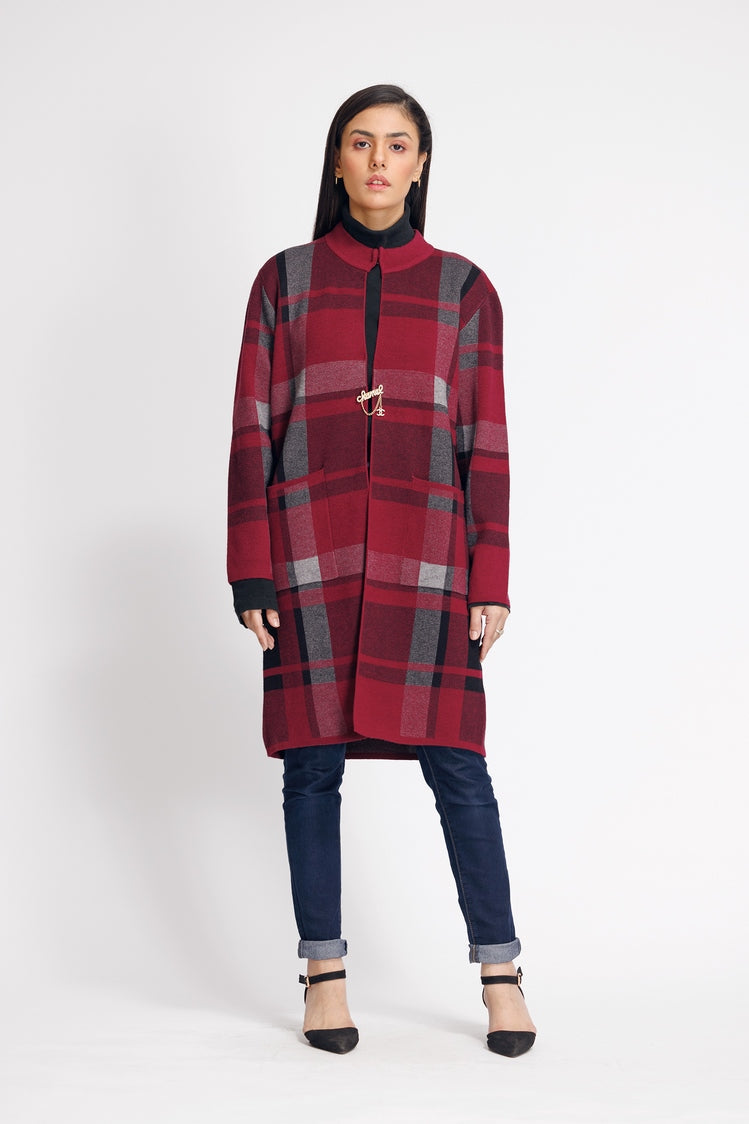 Picture of Ellena - Round Neck Cardigan Sweater - Available at Raja Sahib