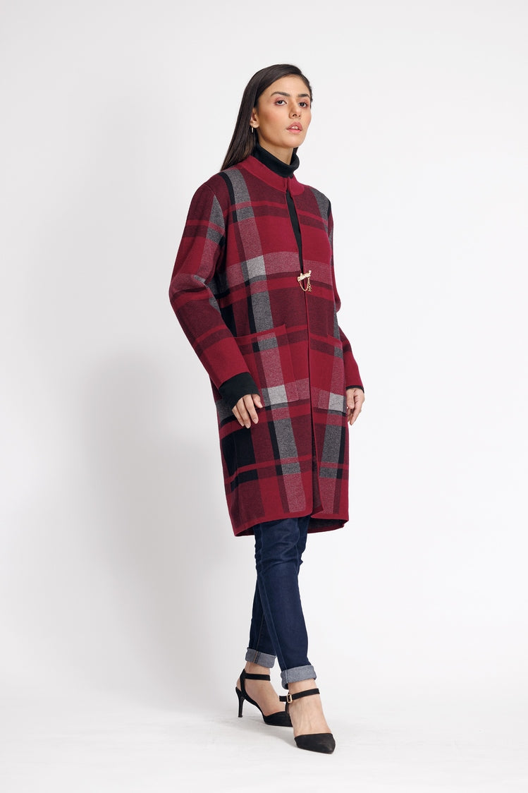 Picture of Ellena - Round Neck Cardigan Sweater - Available at Raja Sahib