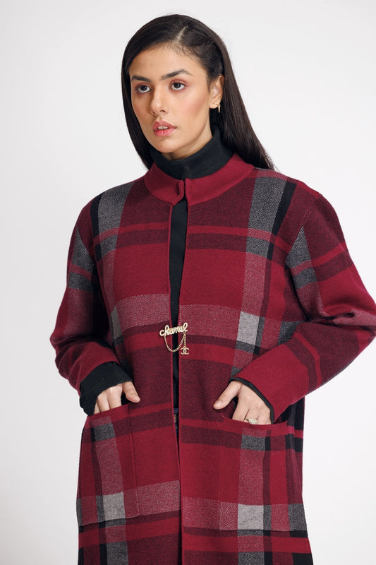 Picture of Ellena - Round Neck Cardigan Sweater - Available at Raja Sahib