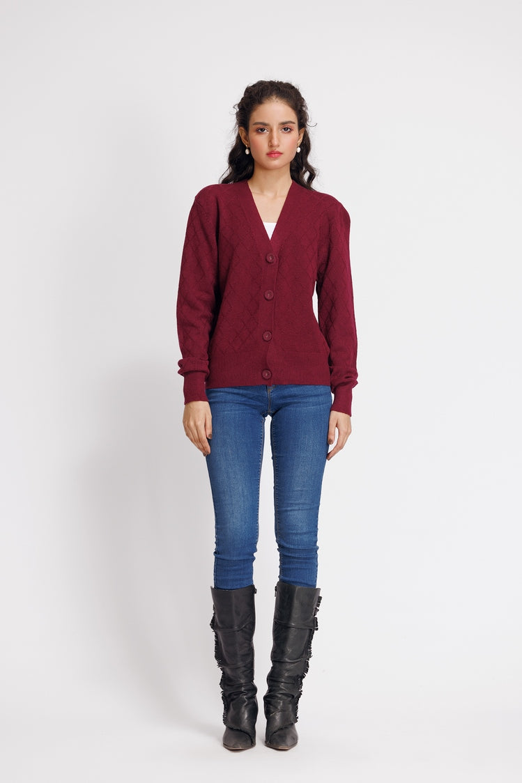Picture of Ellena - V-Neck Cardigan Sweater - Available at Raja Sahib