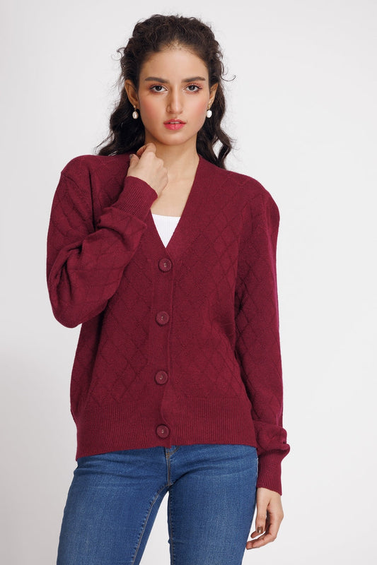 Picture of Ellena - V-Neck Cardigan Sweater - Available at Raja Sahib