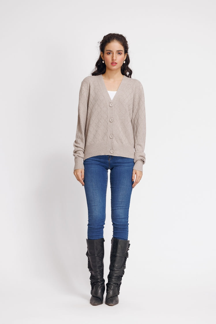 Picture of Ellena - V-Neck Cardigan Sweater - Available at Raja Sahib