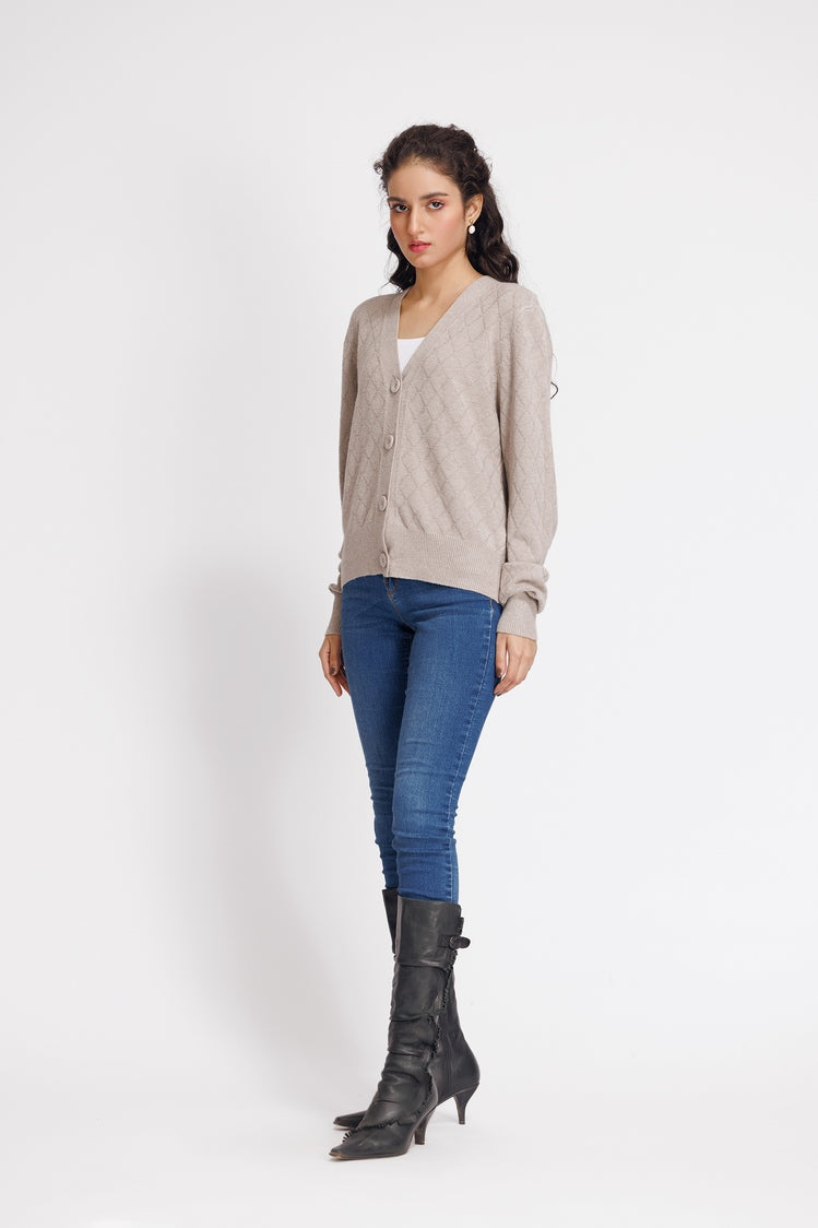Picture of Ellena - V-Neck Cardigan Sweater - Available at Raja Sahib