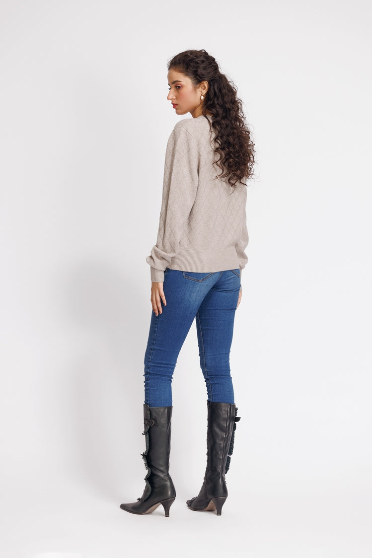 Picture of Ellena - V-Neck Cardigan Sweater - Available at Raja Sahib