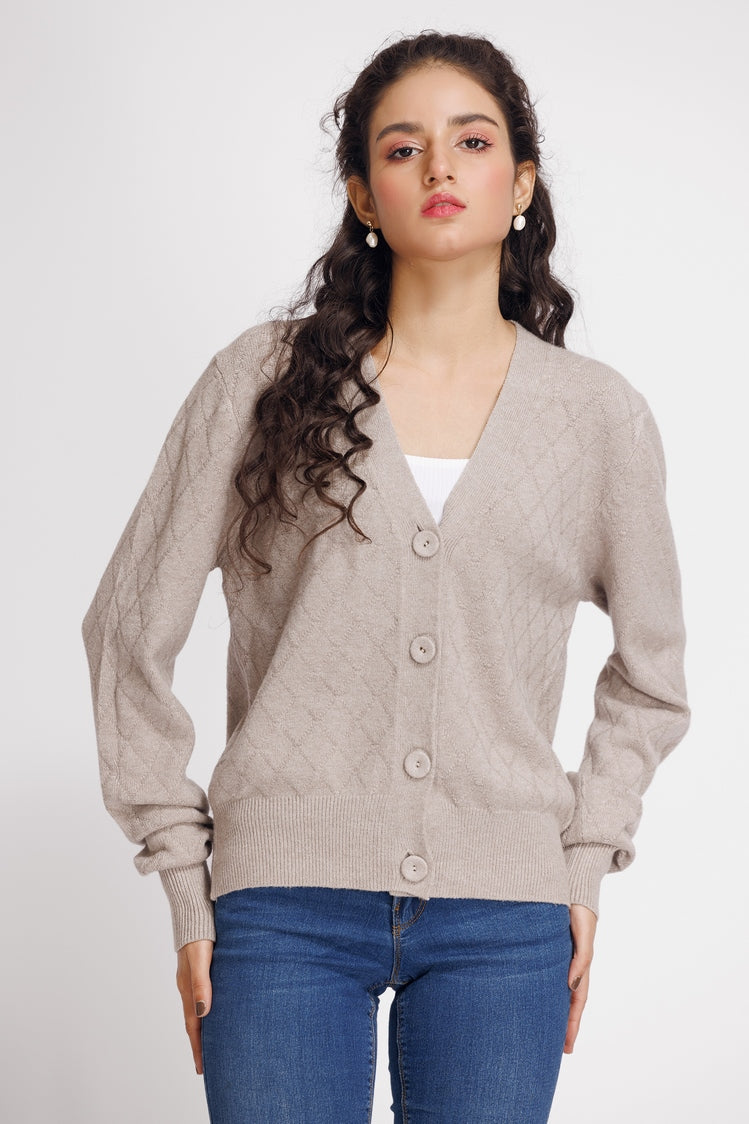 Picture of Ellena - V-Neck Cardigan Sweater - Available at Raja Sahib