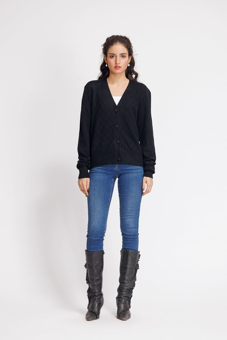 Picture of Ellena - V-Neck Cardigan Sweater - Available at Raja Sahib