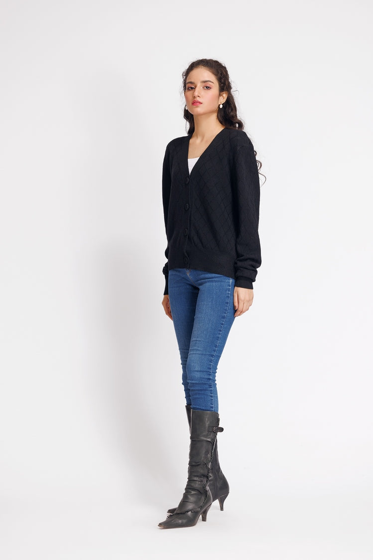 Picture of Ellena - V-Neck Cardigan Sweater - Available at Raja Sahib
