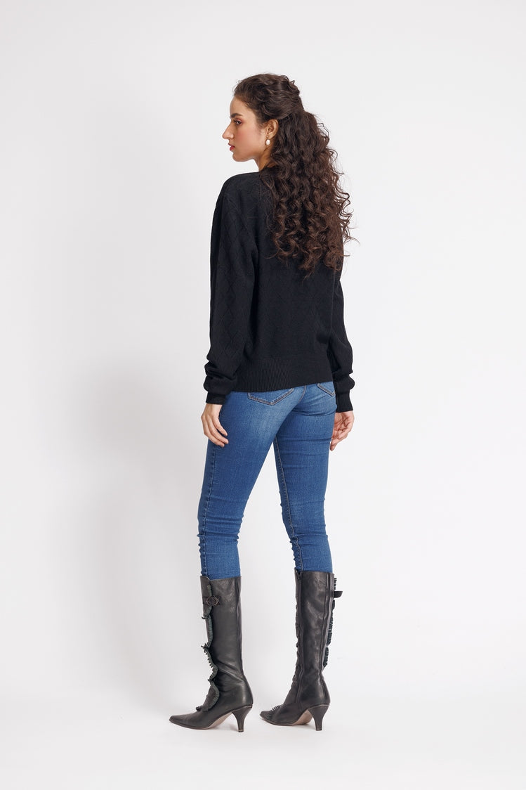 Picture of Ellena - V-Neck Cardigan Sweater - Available at Raja Sahib