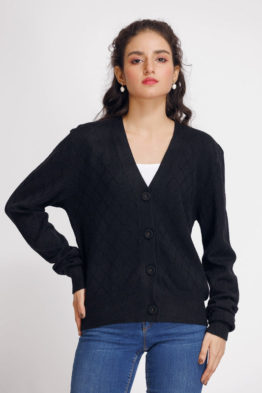 Picture of Ellena - V-Neck Cardigan Sweater - Available at Raja Sahib