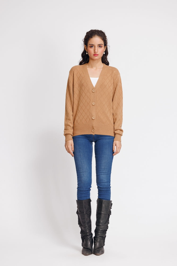 Picture of Ellena - V-Neck Cardigan Sweater - Available at Raja Sahib