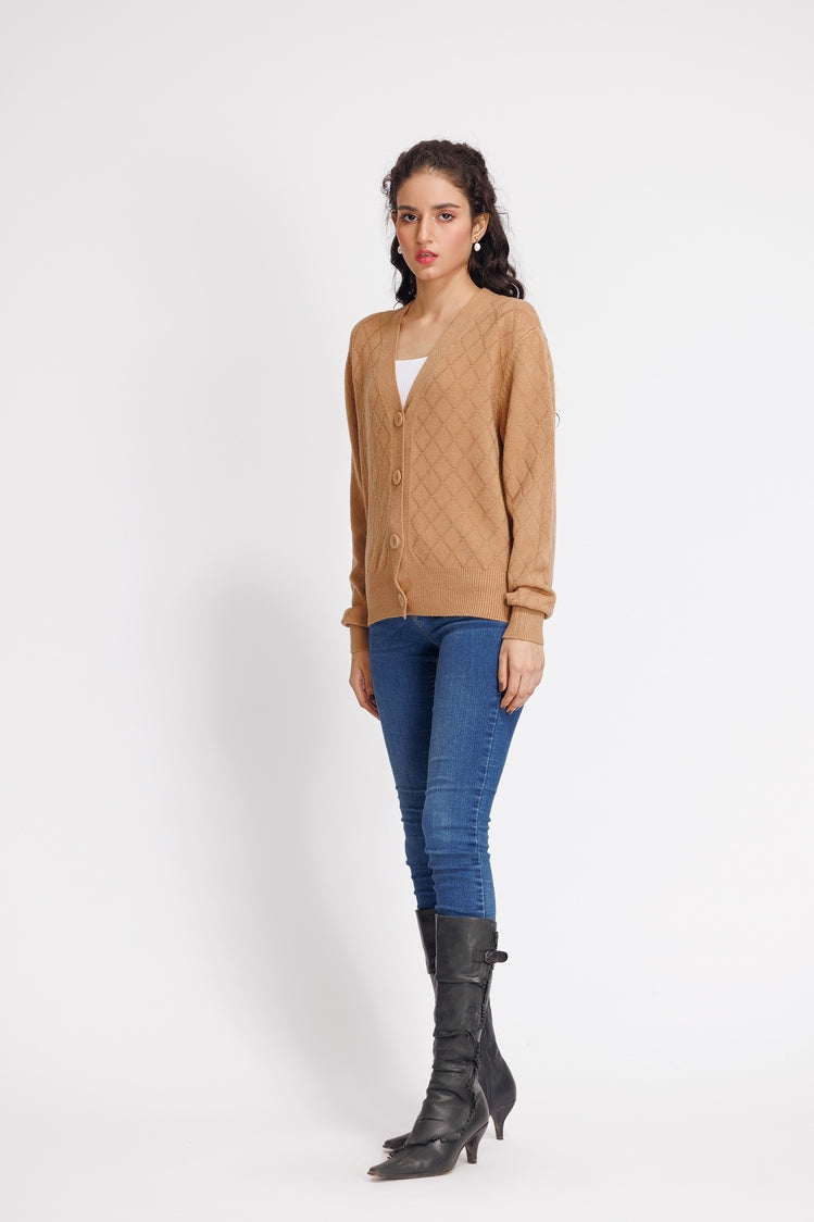 Picture of Ellena - V-Neck Cardigan Sweater - Available at Raja Sahib