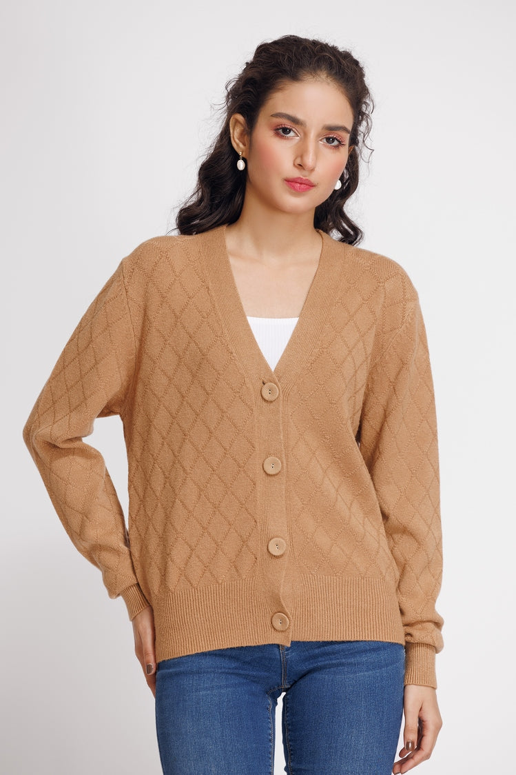 Picture of Ellena - V-Neck Cardigan Sweater - Available at Raja Sahib