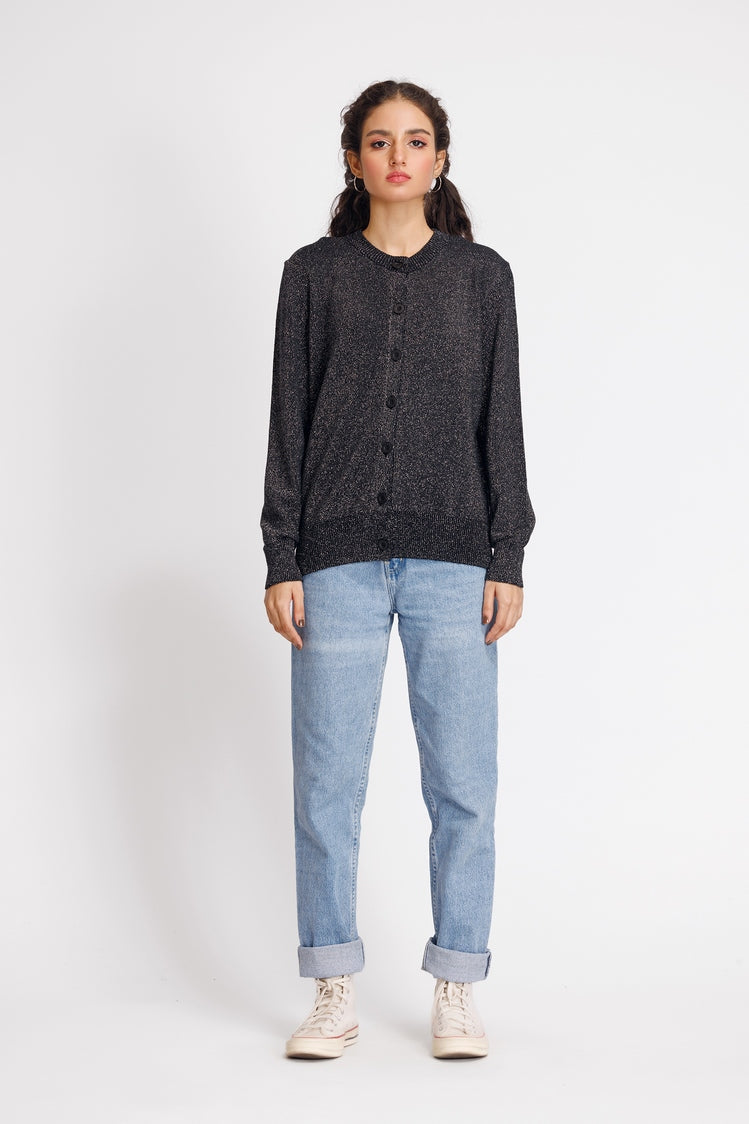 Picture of Ellena - Round Neck Cardigan Sweater - Available at Raja Sahib