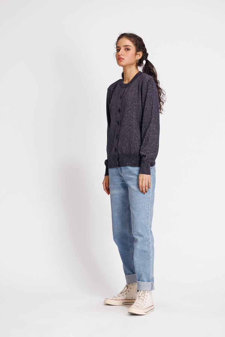 Picture of Ellena - Round Neck Cardigan Sweater - Available at Raja Sahib