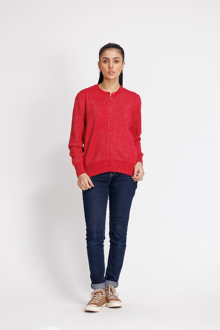 Picture of Ellena - Round Neck Cardigan Sweater - Available at Raja Sahib