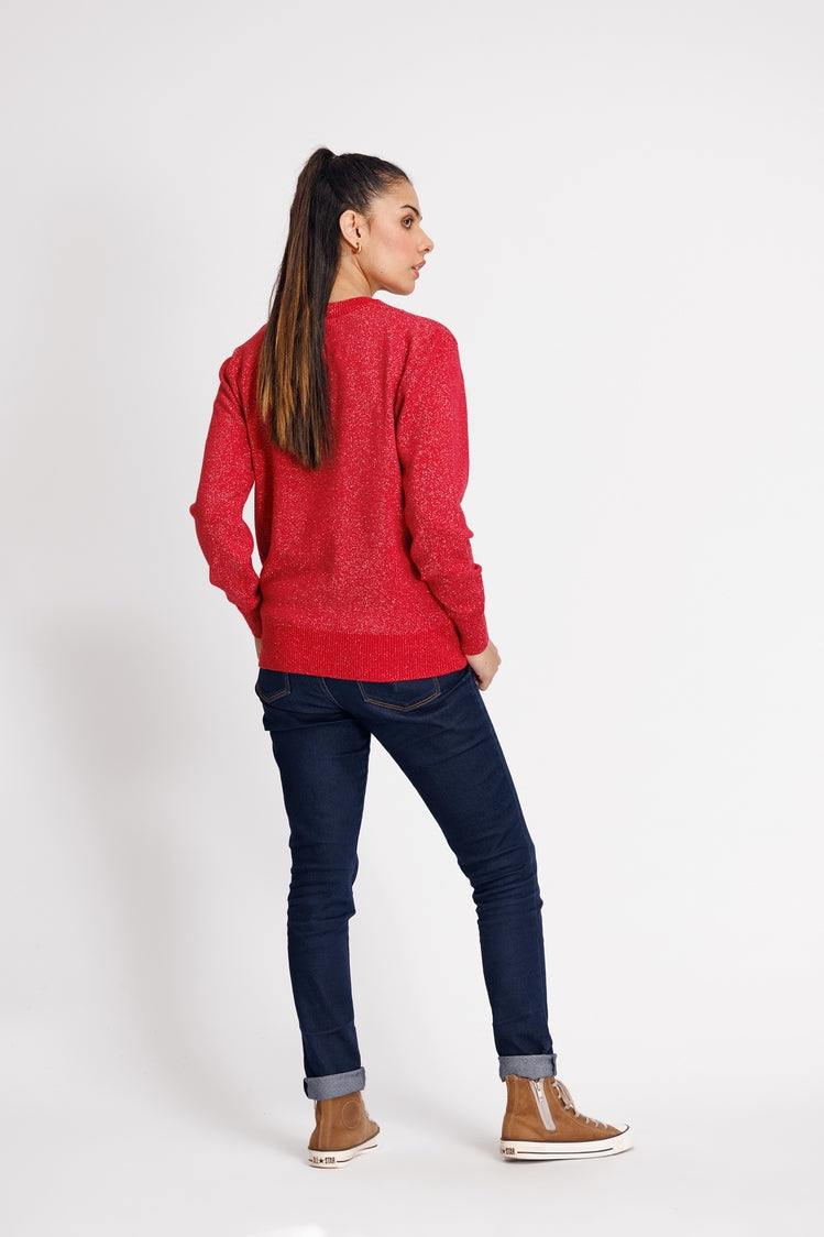 Picture of Ellena - Round Neck Cardigan Sweater - Available at Raja Sahib