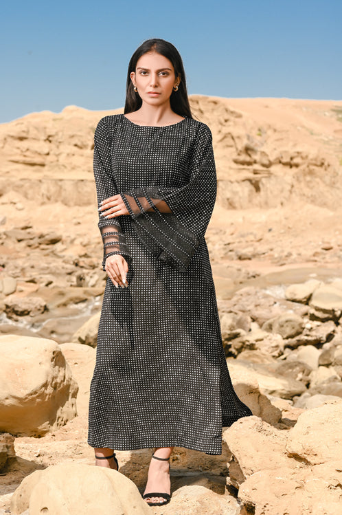 Picture of Ellena - Printed Georgette Dress - Available at Raja Sahib