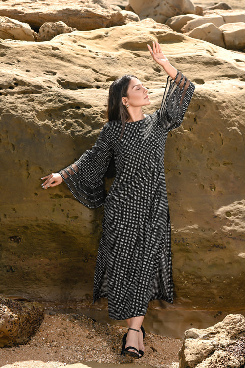 Picture of Ellena - Printed Georgette Dress - Available at Raja Sahib