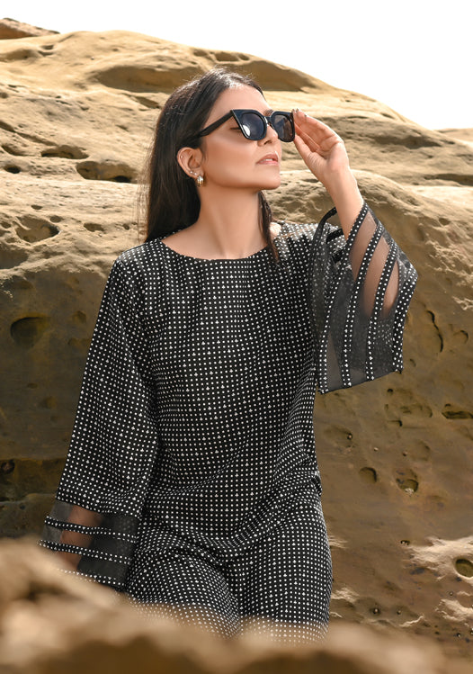 Picture of Ellena - Printed Georgette Dress - Available at Raja Sahib