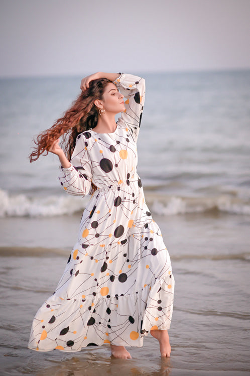 Picture of Ellena - Printed Georgette Dress - Available at Raja Sahib