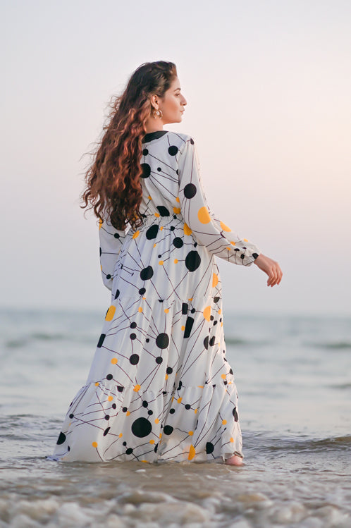 Picture of Ellena - Printed Georgette Dress - Available at Raja Sahib