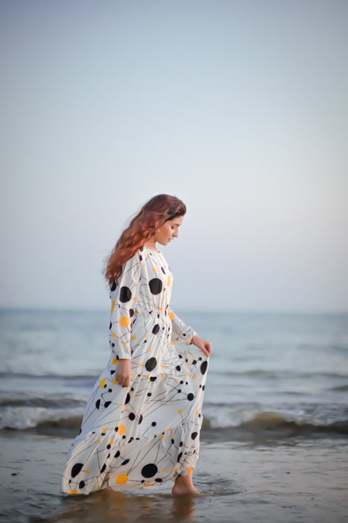 Picture of Ellena - Printed Georgette Dress - Available at Raja Sahib