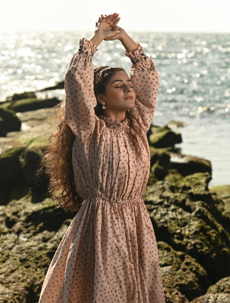 Picture of Ellena - Printed Georgette Maxi Dress - Available at Raja Sahib