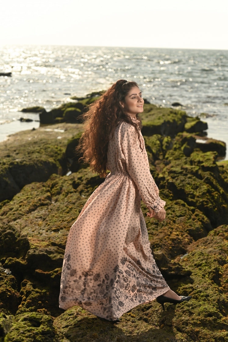 Picture of Ellena - Printed Georgette Maxi Dress - Available at Raja Sahib