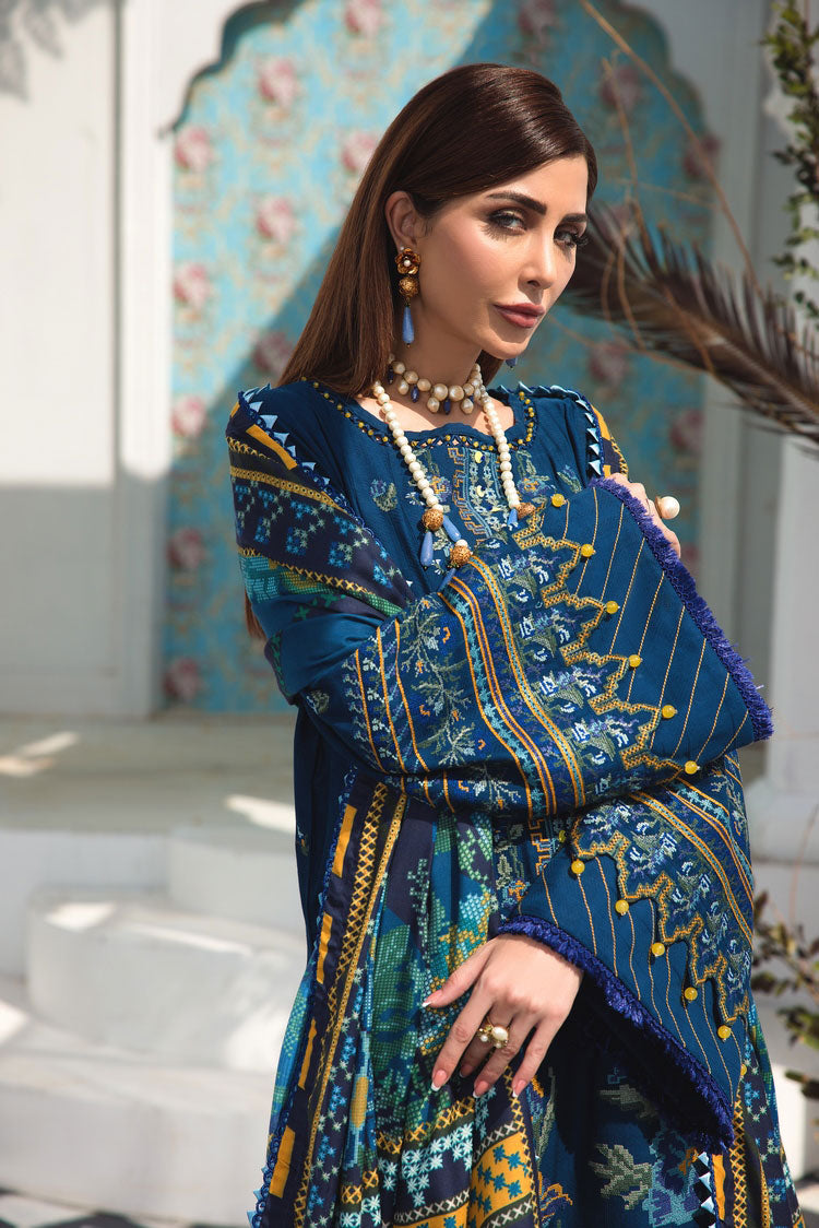 Picture of Ellena - 3-PC Unstitched Embroidered Jacquard Khaddar Suit - Available at Raja Sahib