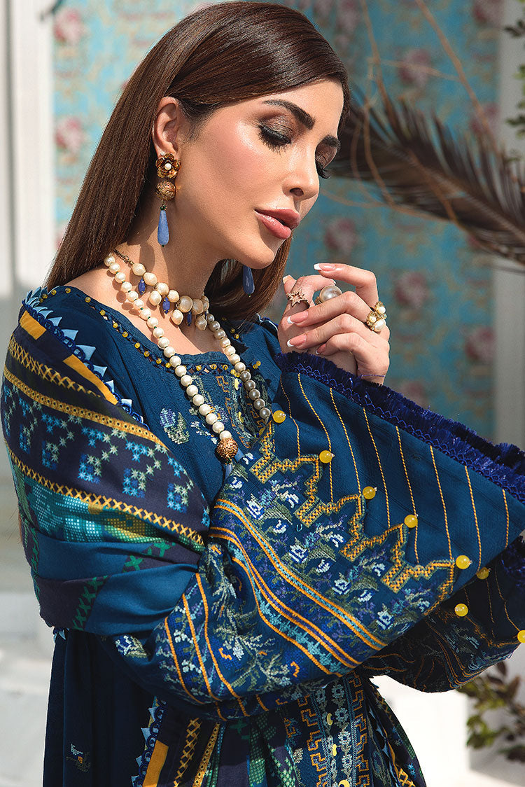 Picture of Ellena - 3-PC Unstitched Embroidered Jacquard Khaddar Suit - Available at Raja Sahib