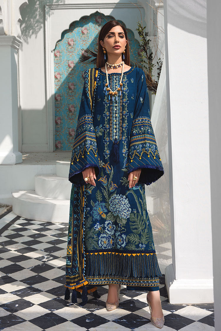 Picture of Ellena - 3-PC Unstitched Embroidered Jacquard Khaddar Suit - Available at Raja Sahib