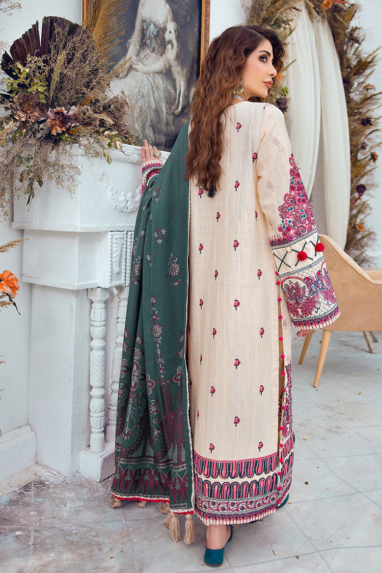 Picture of Ellena - 3-PC Unstitched Embroidered Jacquard Khaddar Suit - Available at Raja Sahib
