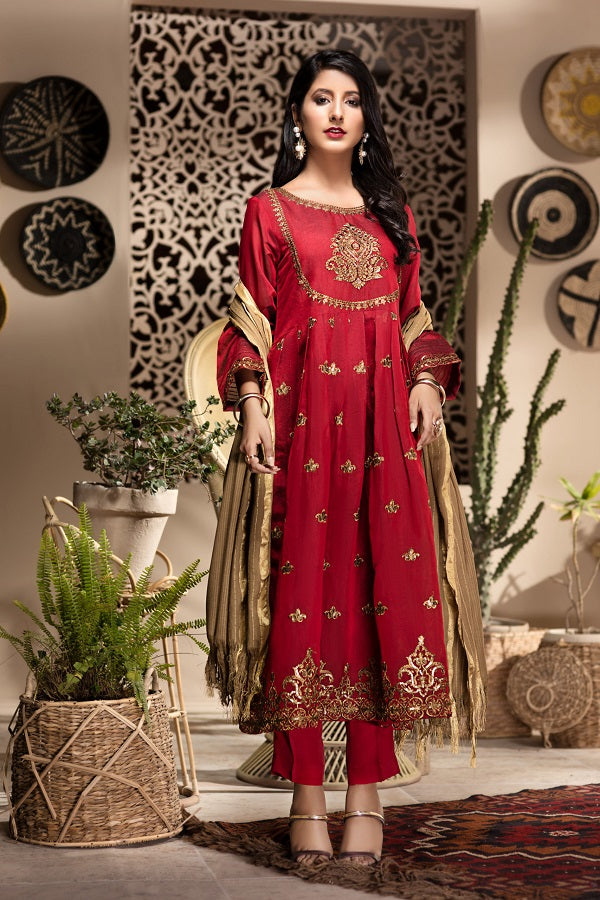 Picture of Ellena - Fancy Embroidered Formal Wear 3 Piece Suit - VJQ-150 - Available at Raja Sahib