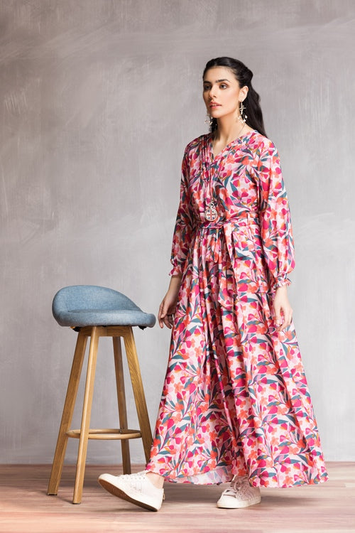 Picture of Ellena - Western Georgette Dress - Available at Raja Sahib