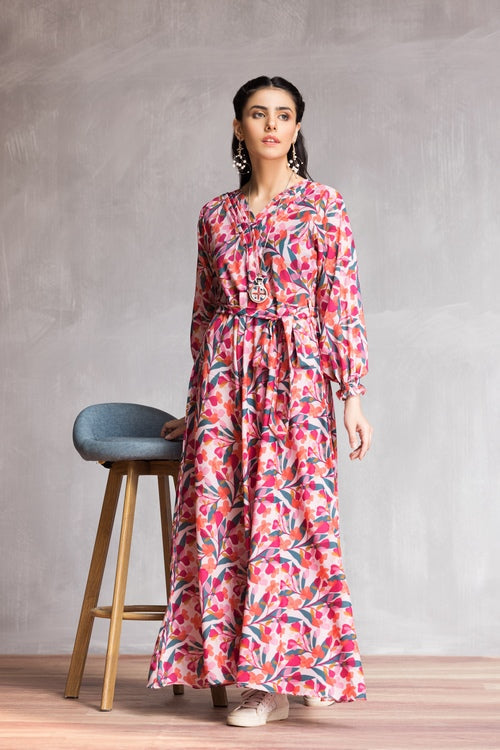 Picture of Ellena - Western Georgette Dress - Available at Raja Sahib