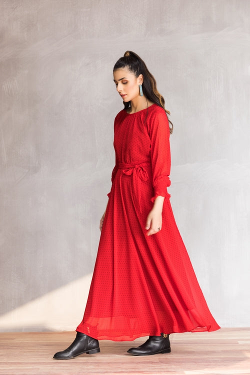 Picture of Ellena - Western Georgette Dress - Available at Raja Sahib