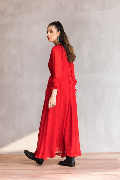 Picture of Ellena - Western Georgette Dress - Available at Raja Sahib