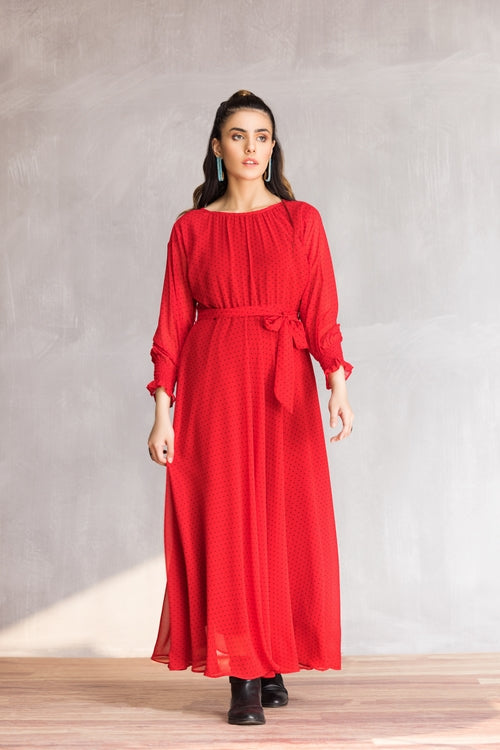 Picture of Ellena - Western Georgette Dress - Available at Raja Sahib