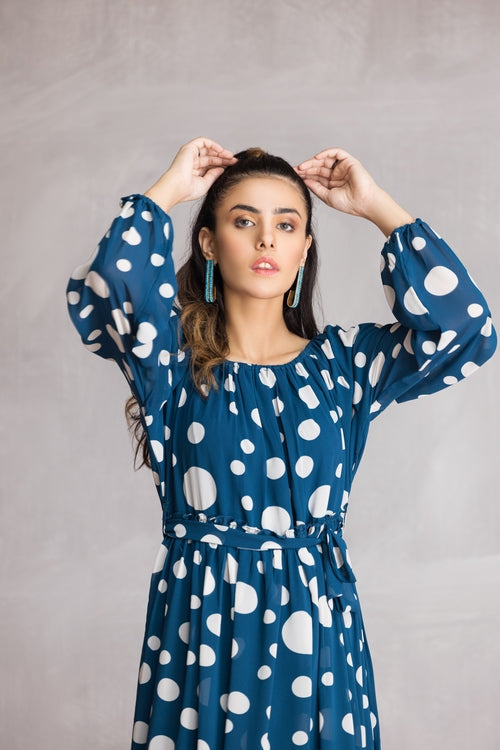 Picture of Ellena - Western Georgette Dress - Available at Raja Sahib