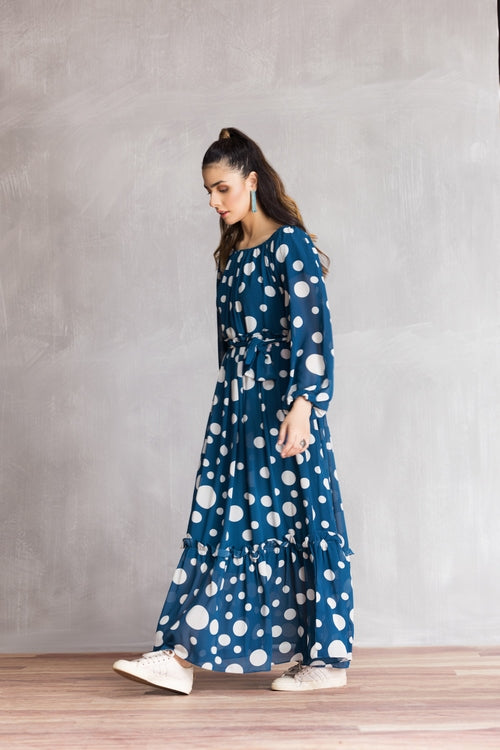 Picture of Ellena - Western Georgette Dress - Available at Raja Sahib