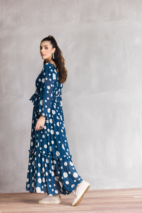 Picture of Ellena - Western Georgette Dress - Available at Raja Sahib