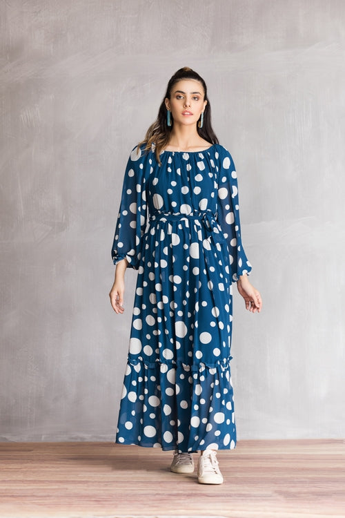 Picture of Ellena - Western Georgette Dress - Available at Raja Sahib