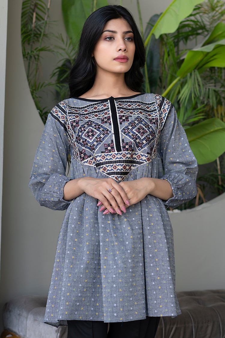 Picture of Ellena - Embroidered Cotton Top - Available at Raja Sahib