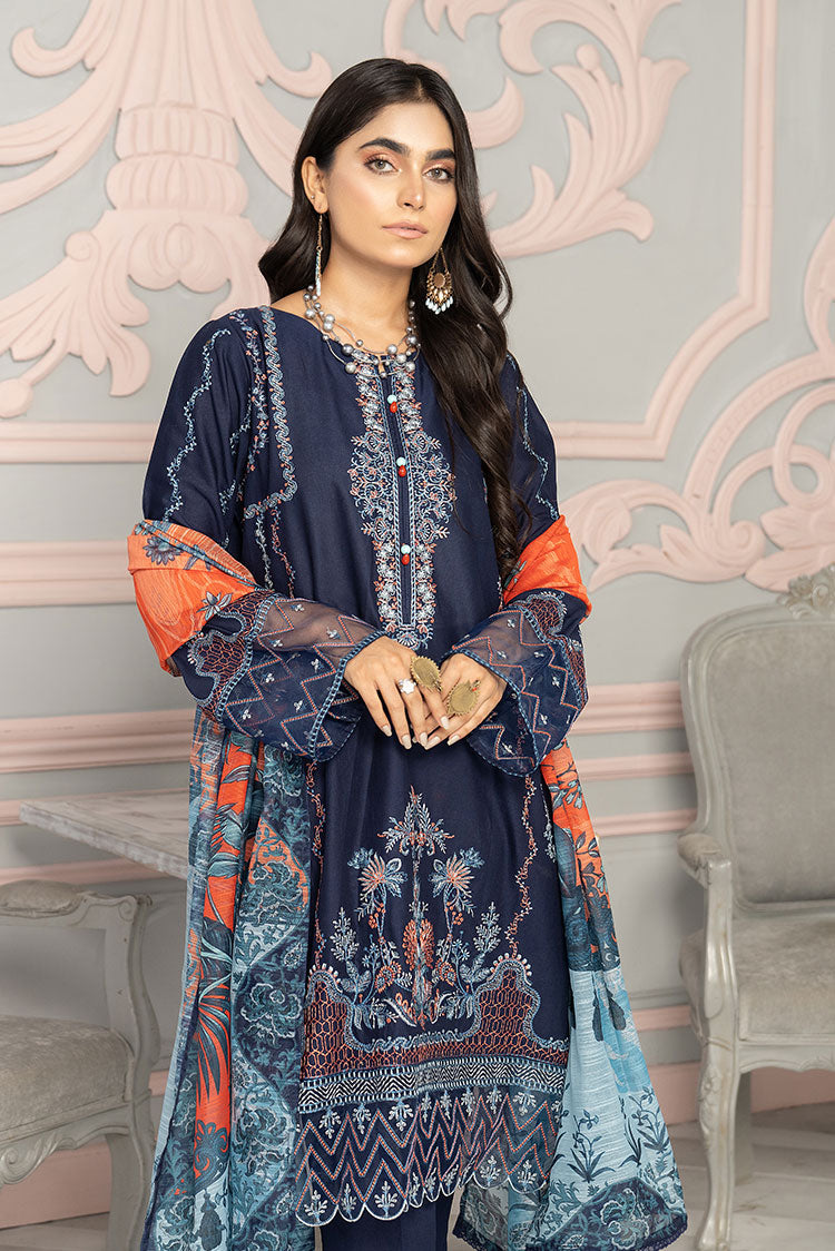 Picture of Ellena - 3-PC Stitched Embroidered Cambric Cotton Suit - Available at Raja Sahib